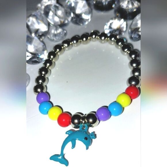 Super cute girls dolphin pendant charm bracelet - Picture 3 of 6